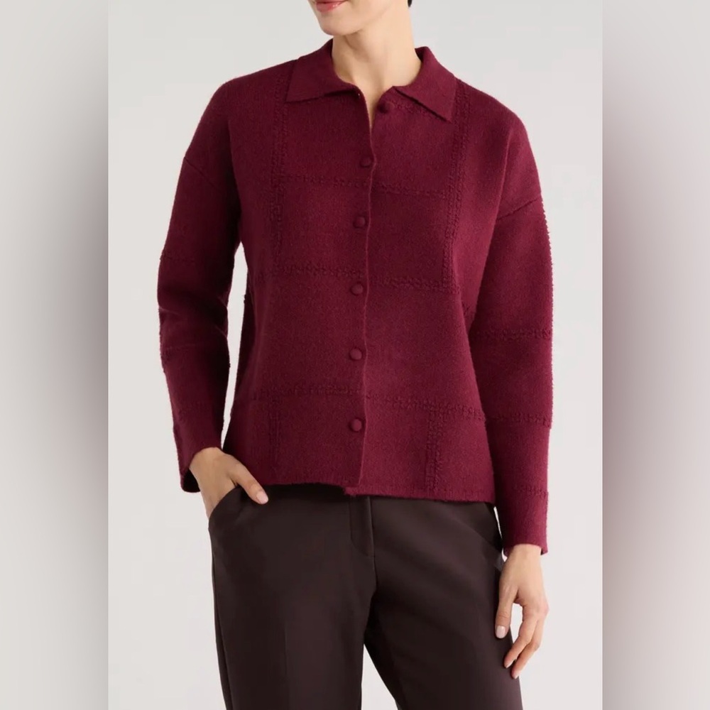 Cyrus deep mahogany textured sweater jacket NWT